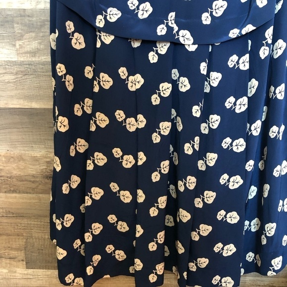 Vintage Boho 80s Silky Oversized Pleated Dropped Waist Midi Dress Large - Picture 10 of 12